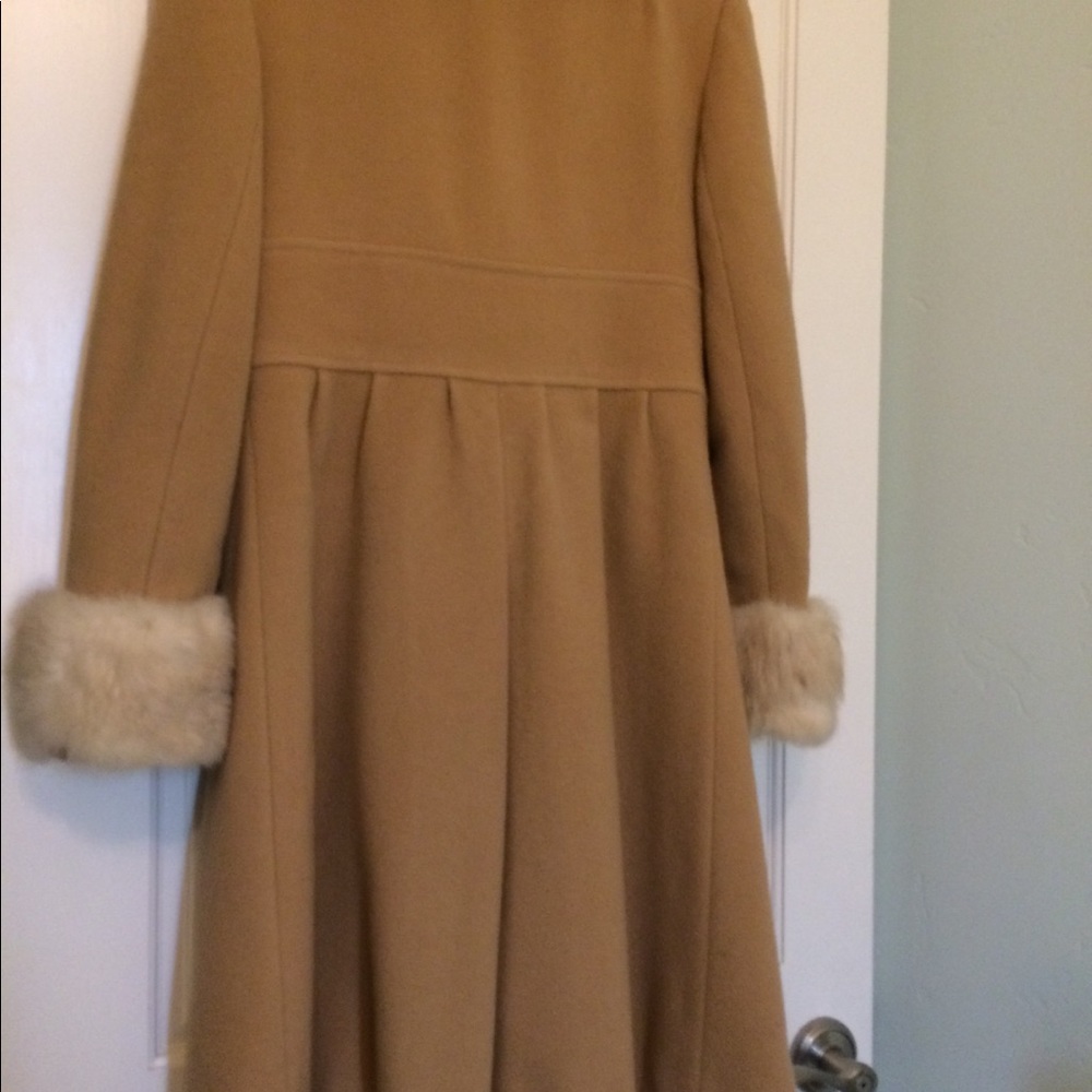 Soft cream wool long coat real rabbit fur a vintage piece in excellent condition
